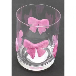 New Pink Bow Embossed Girly Baby Shower Party Gift Glass Tumbler Cup